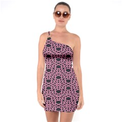 Triangle Knot Pink And Black Fabric One Soulder Bodycon Dress