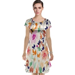 Vector Floral Art Cap Sleeve Nightdress