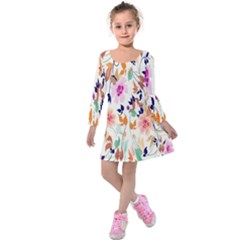 Vector Floral Art Kids  Long Sleeve Velvet Dress by BangZart