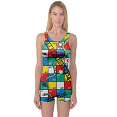 Snakes And Ladders One Piece Boyleg Swimsuit by BangZart