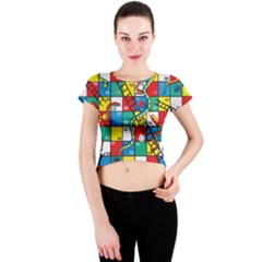 Snakes And Ladders Crew Neck Crop Top by BangZart