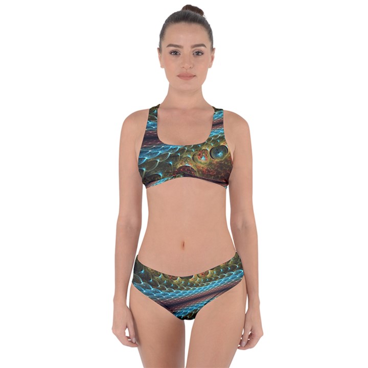 Fractal Snake Skin Criss Cross Bikini Set