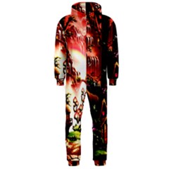 Fantasy Art Story Lodge Girl Rabbits Flowers Hooded Jumpsuit (men)  by BangZart