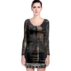 Blacktechnology Circuit Board Electronic Computer Long Sleeve Bodycon Dress by BangZart