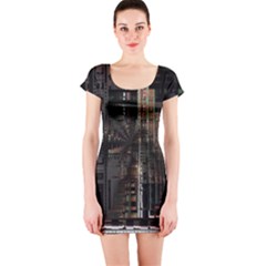 Blacktechnology Circuit Board Electronic Computer Short Sleeve Bodycon Dress by BangZart