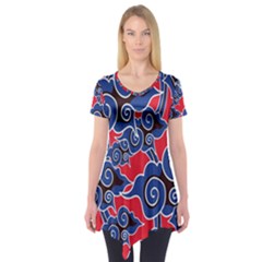 Batik Background Vector Short Sleeve Tunic 