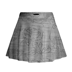 Embossed Rose Pattern Mini Flare Skirt