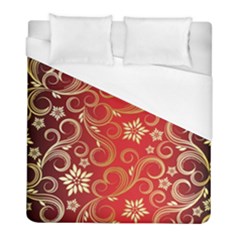 Golden Swirls Floral Pattern Duvet Cover (full/ Double Size)