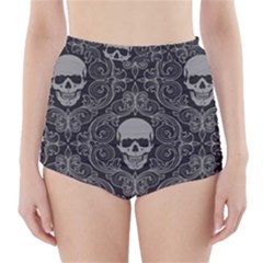 Dark Horror Skulls Pattern High-waisted Bikini Bottoms