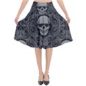 Dark Horror Skulls Pattern Flared Midi Skirt View1