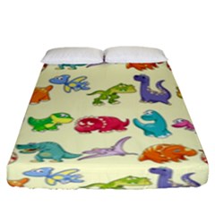 Group Of Funny Dinosaurs Graphic Fitted Sheet (king Size) by BangZart