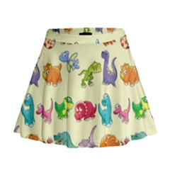 Group Of Funny Dinosaurs Graphic Mini Flare Skirt by BangZart