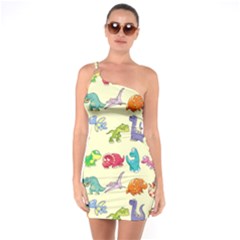 Group Of Funny Dinosaurs Graphic One Soulder Bodycon Dress by BangZart