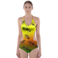 Insect Pattern Cut-out One Piece Swimsuit by BangZart