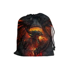 Dragon Legend Art Fire Digital Fantasy Drawstring Pouches (large) 