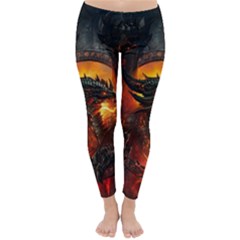 Dragon Legend Art Fire Digital Fantasy Classic Winter Leggings