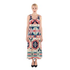 Aztec Pattern Sleeveless Maxi Dress