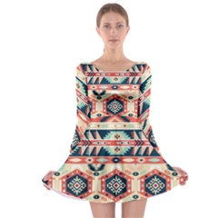 Aztec Pattern Long Sleeve Skater Dress