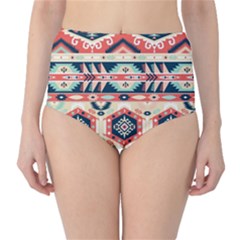 Aztec Pattern High-waist Bikini Bottoms