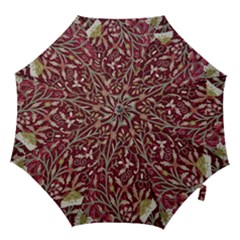 Crewel Fabric Tree Of Life Maroon Hook Handle Umbrellas (large) by BangZart