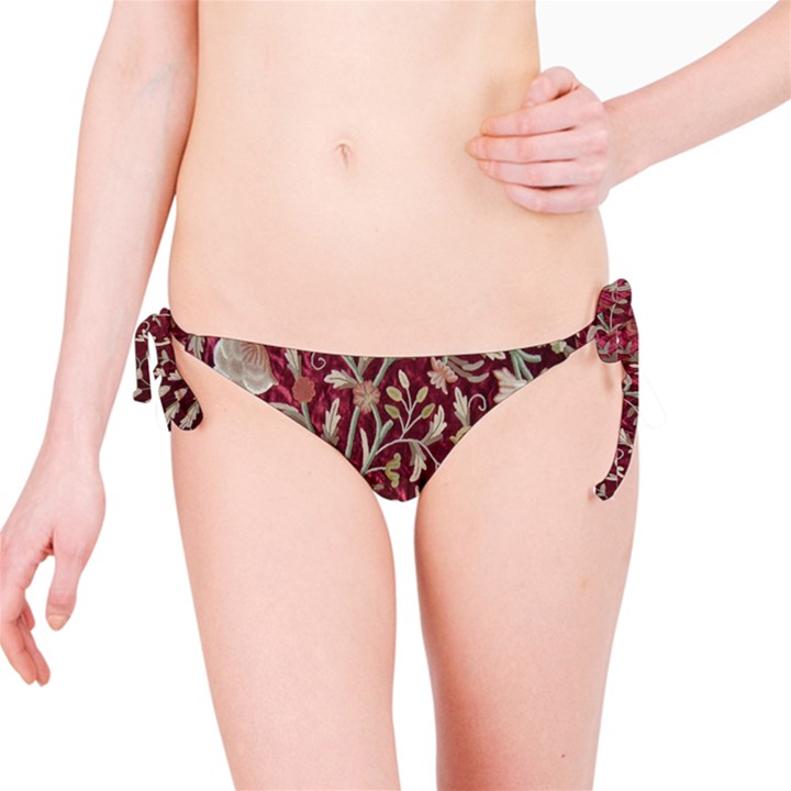 Crewel Fabric Tree Of Life Maroon Bikini Bottom