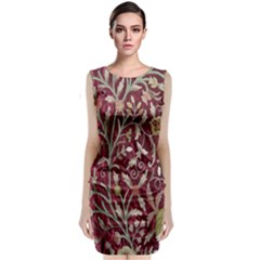 Crewel Fabric Tree Of Life Maroon Classic Sleeveless Midi Dress