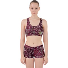 Crewel Fabric Tree Of Life Maroon Work It Out Sports Bra Set