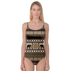 Elephant African Vector Pattern Camisole Leotard 