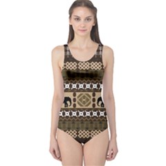 Elephant African Vector Pattern One Piece Swimsuit