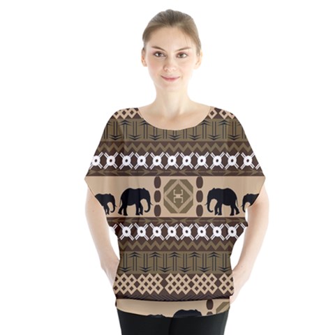Elephant African Vector Pattern Blouse by BangZart