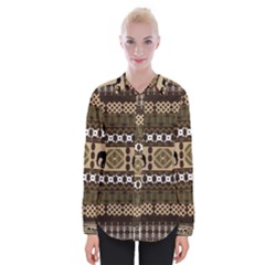 Elephant African Vector Pattern Womens Long Sleeve Shirt