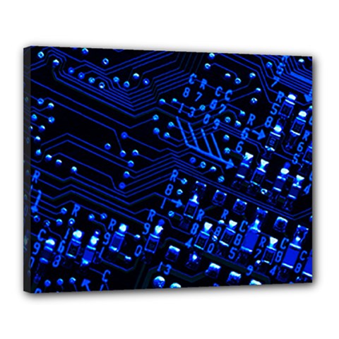 Blue Circuit Technology Image Canvas 20  X 16  by BangZart