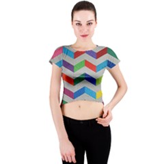 Charming Chevrons Quilt Crew Neck Crop Top