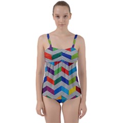 Charming Chevrons Quilt Twist Front Tankini Set