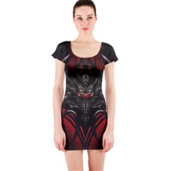 Black Dragon Grunge Short Sleeve Bodycon Dress by BangZart