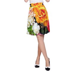 Colorful Flowers A-line Skirt