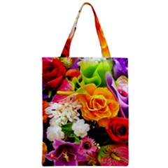 Colorful Flowers Zipper Classic Tote Bag