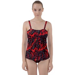 Volcanic Textures  Twist Front Tankini Set