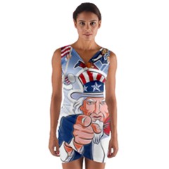 Independence Day United States Of America Wrap Front Bodycon Dress