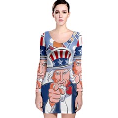 Independence Day United States Of America Long Sleeve Velvet Bodycon Dress