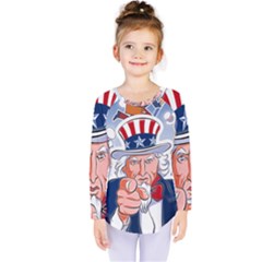 Independence Day United States Of America Kids  Long Sleeve Tee