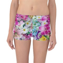 Colorful Flowers Patterns Boyleg Bikini Bottoms