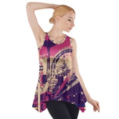 Pink City Retro Vintage Futurism Art Side Drop Tank Tunic