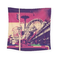 Pink City Retro Vintage Futurism Art Square Tapestry (small) by BangZart