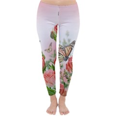 Flora Butterfly Roses Classic Winter Leggings