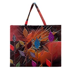 Colorful Leaves Zipper Large Tote Bag