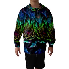 Fractal Flowers Abstract Petals Glitter Lights Art 3d Hooded Wind Breaker (kids)