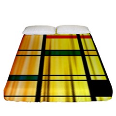 Line Rainbow Grid Abstract Fitted Sheet (king Size)