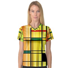 Line Rainbow Grid Abstract V-neck Sport Mesh Tee