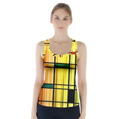 Line Rainbow Grid Abstract Racer Back Sports Top